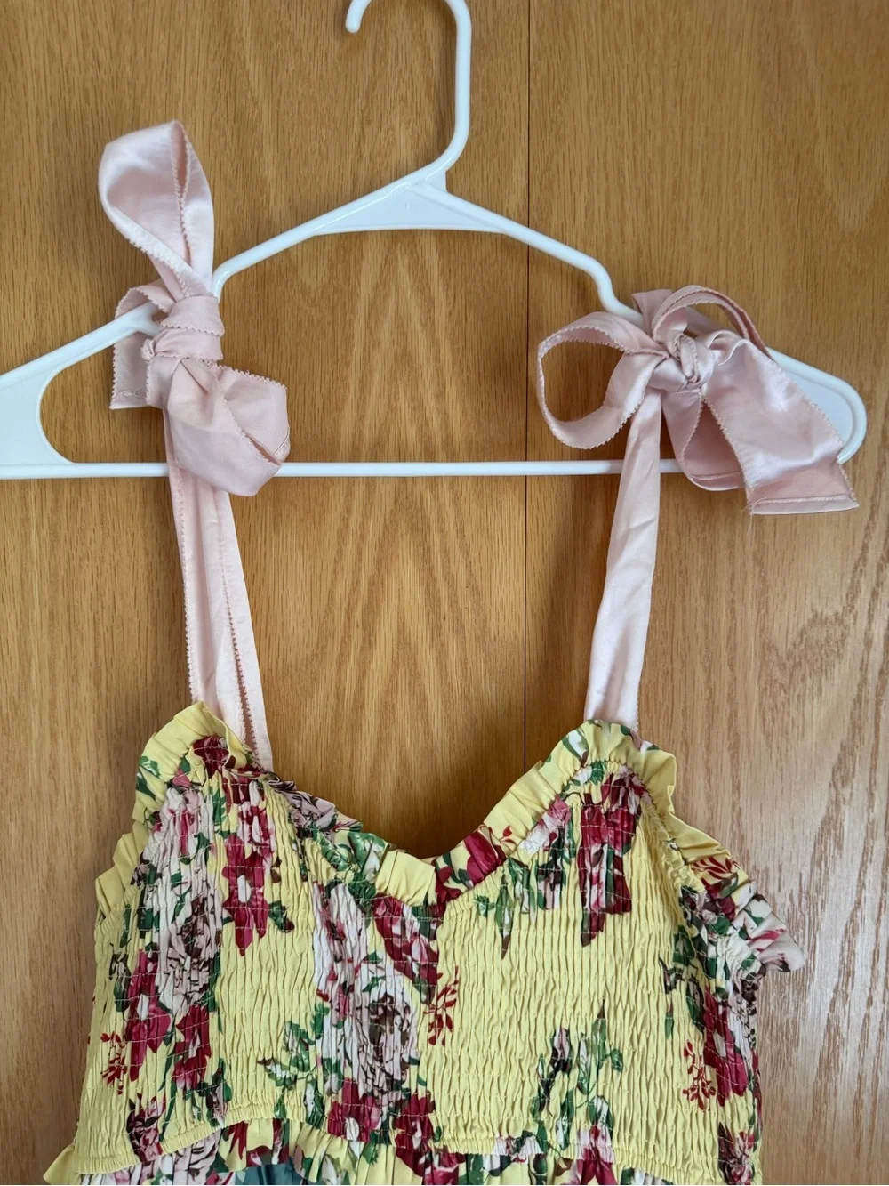 Source Unknown Yellow Floral Sundress with Pink and Green Accents